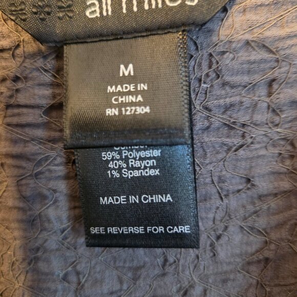 Ali Miles M Grey Trimmed in Black Tunic w/Cowl Neckline, Long Sleeves, 2 Pockets - Picture 2 of 7